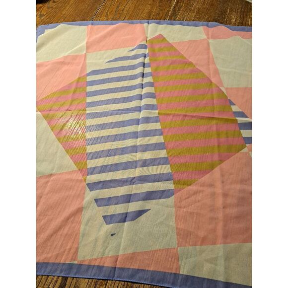 Vintage Womens Ladies Scarf Wrap Made in Italy 100% Polyester Purple Blue Pink - Picture 4 of 5